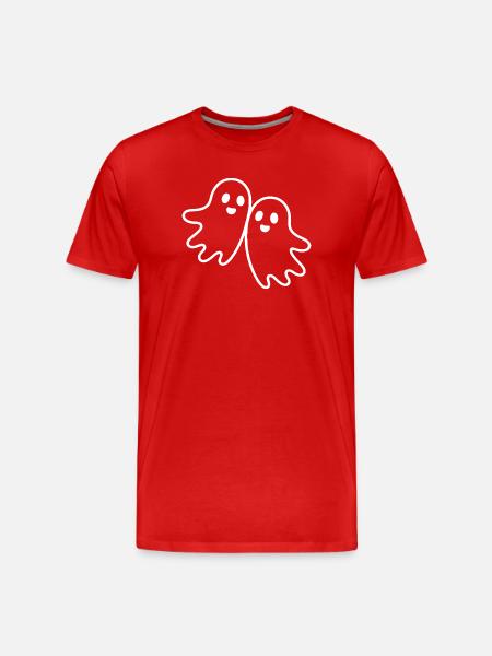 Deux fantômes amicaux qui s’embrassent - T-shirt bio Premium Homme - rouge