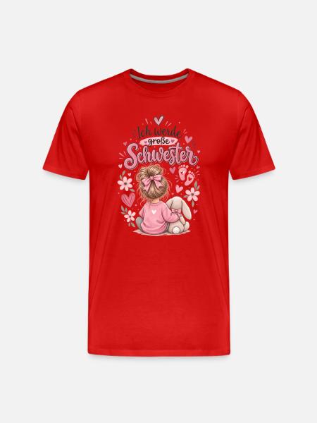 Große Schwester Botschaft mit Häschen - Männer Premium Bio T-Shirt - Rot