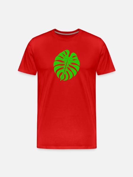 Monstera feuille - T-shirt bio Premium Homme - rouge