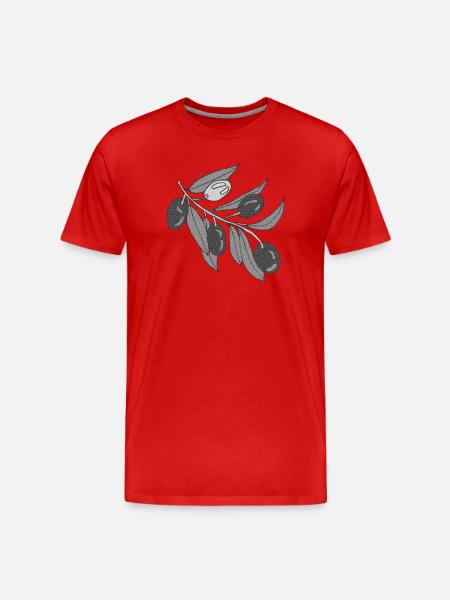 Olivenzweige Graustufen - Männer Premium Bio T-Shirt - Rot
