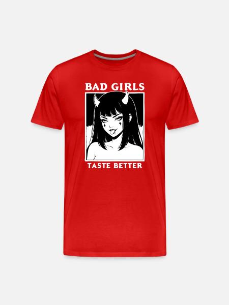 Bad Girl mit Hörnern – Geschmacksvoll - Männer Premium Bio T-Shirt - Rot