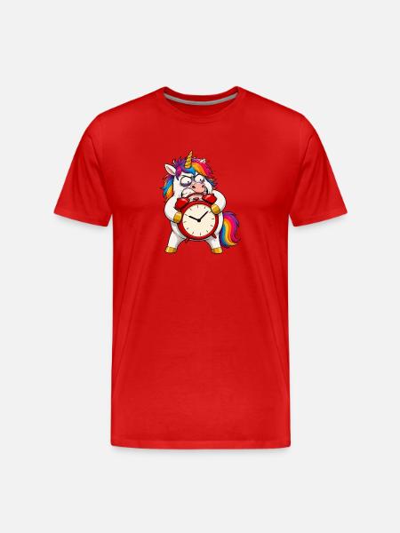 Grumpy Unicorn Wecker-Zusammenbruch - Männer Premium Bio T-Shirt - Rot