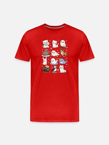 Kawaii Polartiere | Arktis & Winter - Männer Premium Bio T-Shirt - Rot