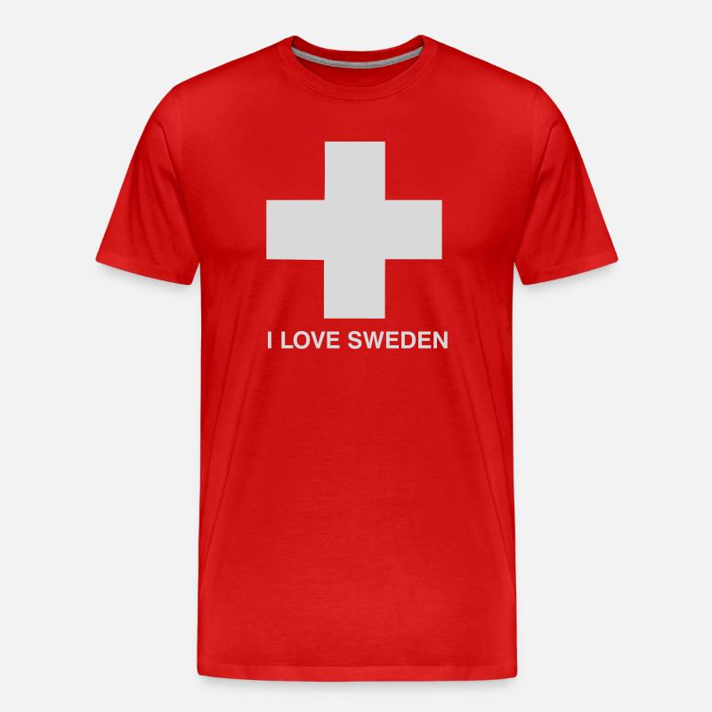 I LOVE SWEDEN - Männer Premium Bio T-Shirt - Rot