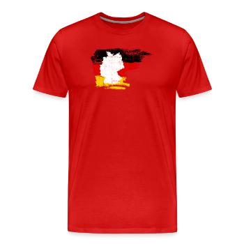 Deutschlandkarte in Flag Brush - Männer Premium Bio T-Shirt - Rot - Vorne - Damien (186cm)