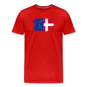 EU Dänemark Flagge Fusion - Männer Premium Bio T-Shirt - Rot - Vorne - Damien (186cm)