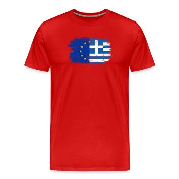 GrecoEU-Flagge Fusion - Männer Premium Bio T-Shirt - Rot - Vorne - Damien (186cm)