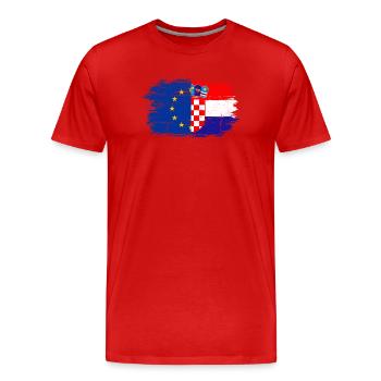 EU Kroatien Flagge Fusion - Männer Premium Bio T-Shirt - Rot - Vorne - Damien (186cm)