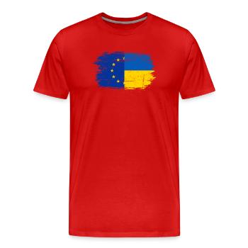 EU Ukraine Flagge Fusion - Männer Premium Bio T-Shirt - Rot - Vorne - Damien (186cm)