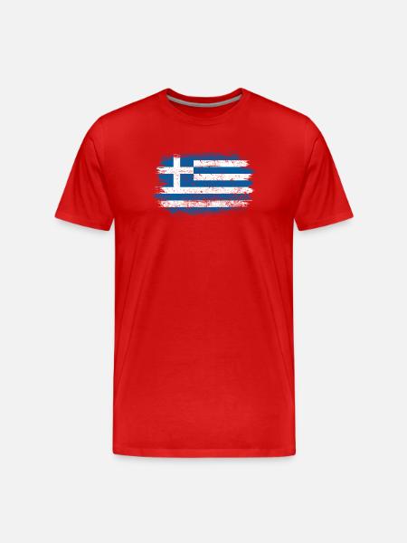 Brushed Greek Flag - Men's Premium Organic T-Shirt - red
