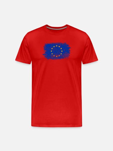 Brushstroke EU Circle Flag - Men's Premium Organic T-Shirt - red