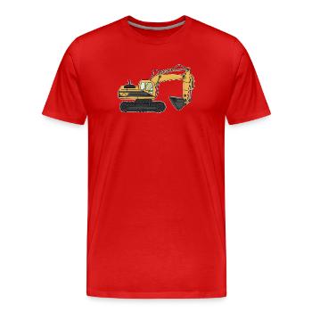 Excavator, construction site - Men's Premium Organic T-Shirt - red - Front - Damien (186cm)