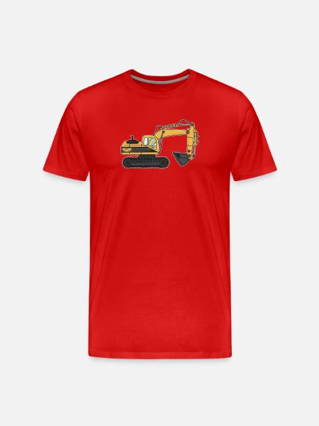 Excavatrice, chantier - T-shirt bio Premium Homme - rouge