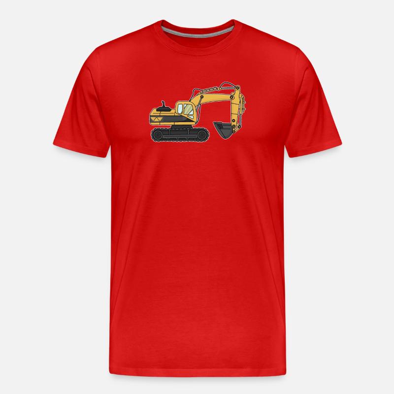 Bagger, Baustelle - Männer Premium Bio T-Shirt - Rot