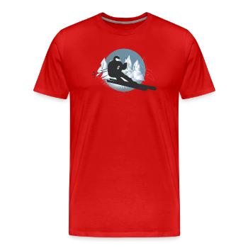 Skieurs en montagne en vacances d’hiver ou sportifs - T-shirt bio Premium Homme - rouge - Devant - Damien (186cm)