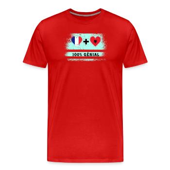 Flagge Frankreich und Albanien 100% genial - Männer Premium Bio T-Shirt - Rot - Vorne - Damien (186cm)
