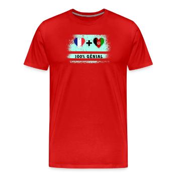Flagge Frankreich und Afghanistan 100% genial - Männer Premium Bio T-Shirt - Rot - Vorne - Damien (186cm)
