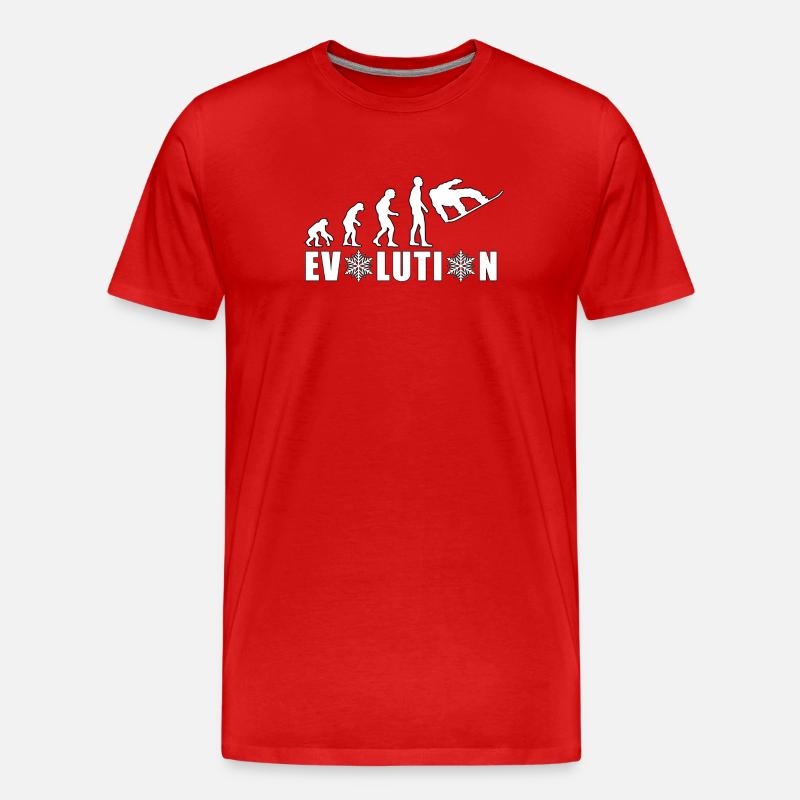 EVOLUTION SNOWBOARD Schnee Winter Geschenk - Männer Premium Bio T-Shirt - Rot