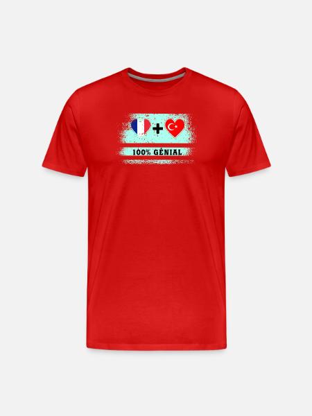 Flag France and Turkey 100% awesome - Men's Premium Organic T-Shirt - red