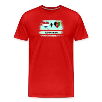 Afghanistan et Pays-Bas 100% Genius flag - T-shirt bio Premium Homme - rouge - Devant - Damien (186cm)