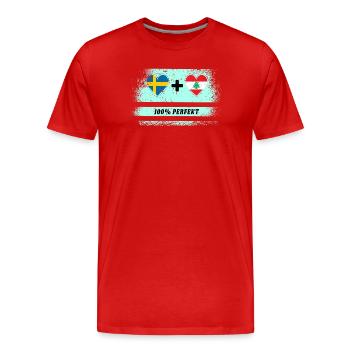 Libanon und Schweden 100% perfekt / Geschenk - Männer Premium Bio T-Shirt - Rot - Vorne - Damien (186cm)
