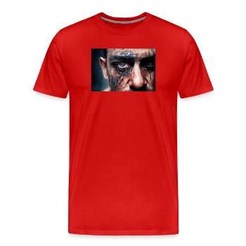 Disturbing man's face - Men's Premium Organic T-Shirt - red - Front - Damien (186cm)