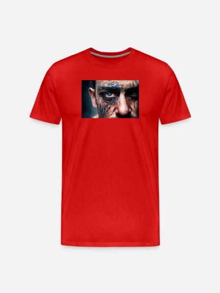 Disturbing man's face - Men's Premium Organic T-Shirt - red