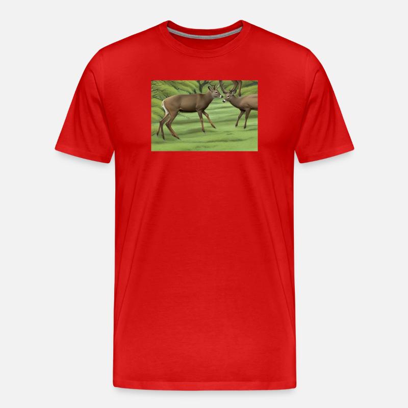Hirsche Hirsche - Männer Premium Bio T-Shirt - Rot