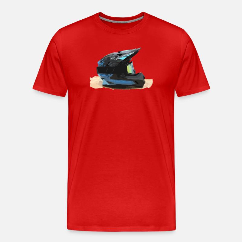 Motocross Helm - Männer Premium Bio T-Shirt - Rot