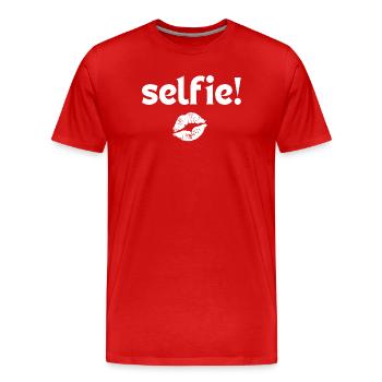 selfie, mobile, phone - Men's Premium Organic T-Shirt - red - Front - Damien (186cm)