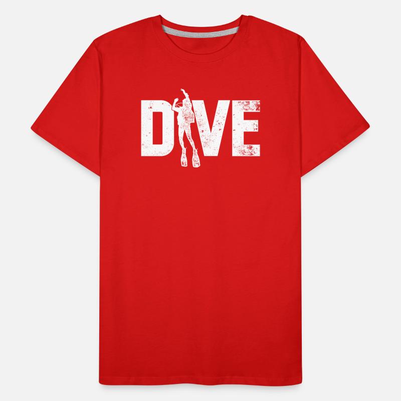 Icône de plongée sur le texte DIVE en gras T-shirt bio Premium Homme
