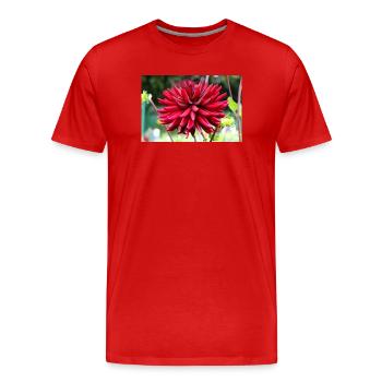 Dahlia Fleur Rouge, Fleur - T-shirt bio Premium Homme - rouge - Devant - Damien (186cm)