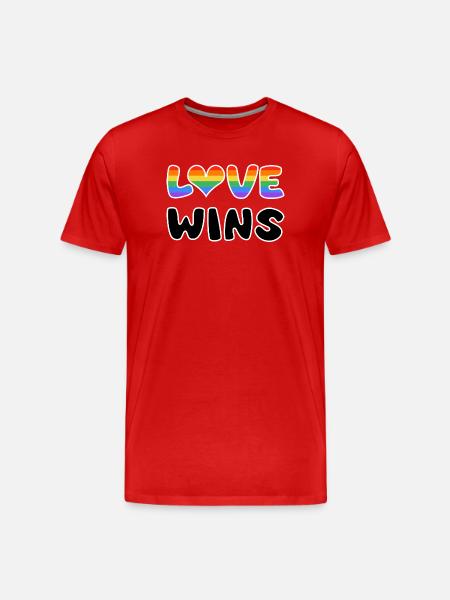 Liebe siegt im Regenbogen-Design - Männer Premium Bio T-Shirt - Rot