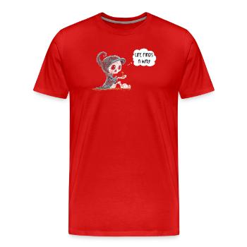 Skeleton Holding Plant Hope Rebirth Saying - Men's Premium Organic T-Shirt - red - Front - Damien (186cm)