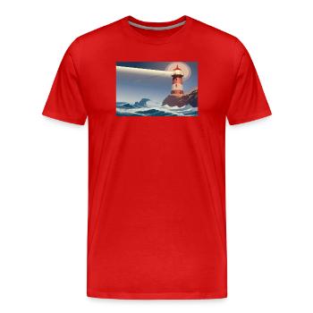 Leuchtturm bei Nacht - Männer Premium Bio T-Shirt - Rot - Vorne - Damien (186cm)
