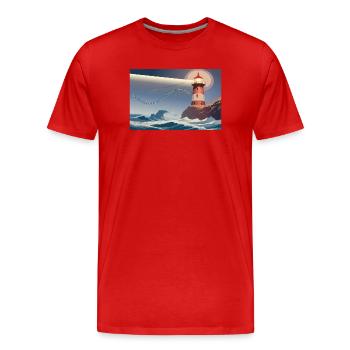 Leuchtturm bei Nacht - Männer Premium Bio T-Shirt - Rot - Vorne - Damien (186cm)