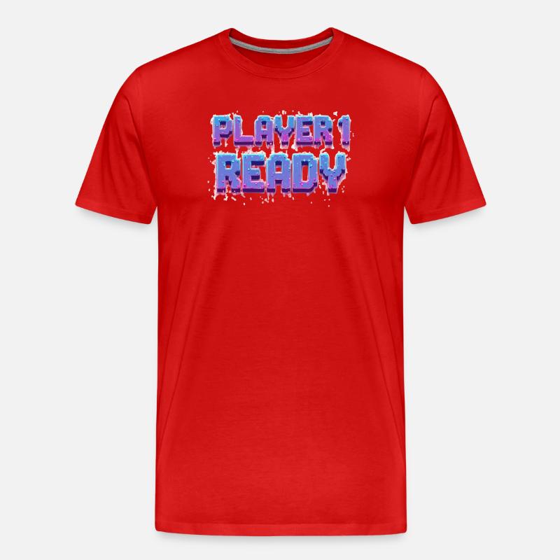 Player 1 Ready - Männer Premium Bio T-Shirt - Rot