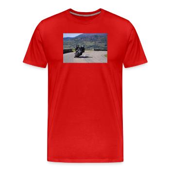 Motorrad liegt im Wind - Männer Premium Bio T-Shirt - Rot - Vorne - Damien (186cm)