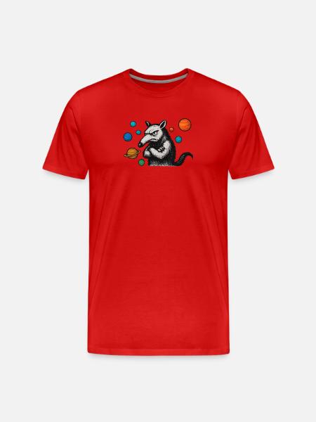 Anteater with planets - Men's Premium Organic T-Shirt - red