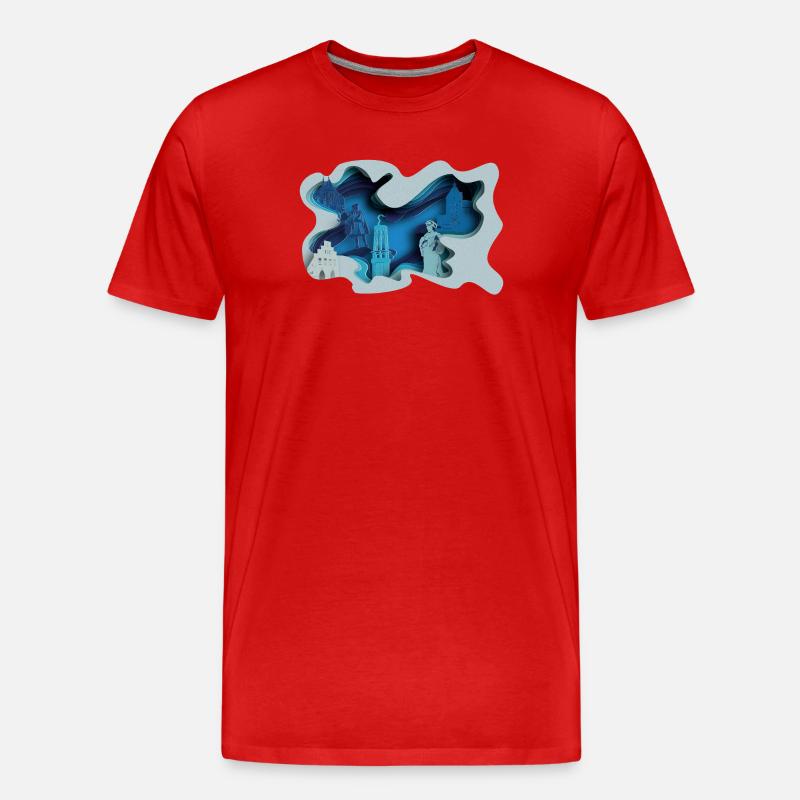 Moers Stadtsilhouette in Hydrographik-Optik - Männer Premium Bio T-Shirt - Rot