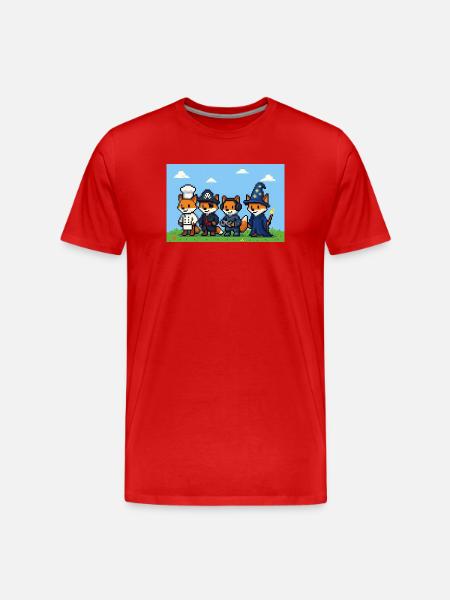 Pixelart Fuchsgruppe in Fantasiewelt - Männer Premium Bio T-Shirt - Rot
