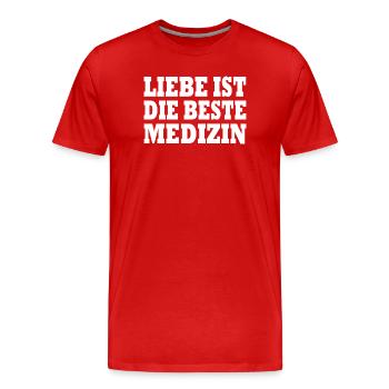 Love is the best medicine - Men's Premium Organic T-Shirt - red - Front - Damien (186cm)