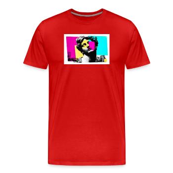 Klassische Skulptur im urbanen Pop-Art-Stil - Männer Premium Bio T-Shirt - Rot - Vorne - Damien (186cm)