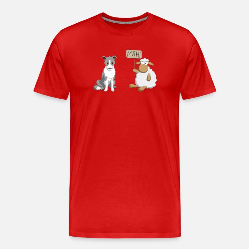 Border Collie und Schaf - Männer Premium Bio T-Shirt - Rot