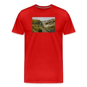 Toile de fond d’impression de pays de collines - T-shirt bio Premium Homme - rouge - Devant - Damien (186cm)