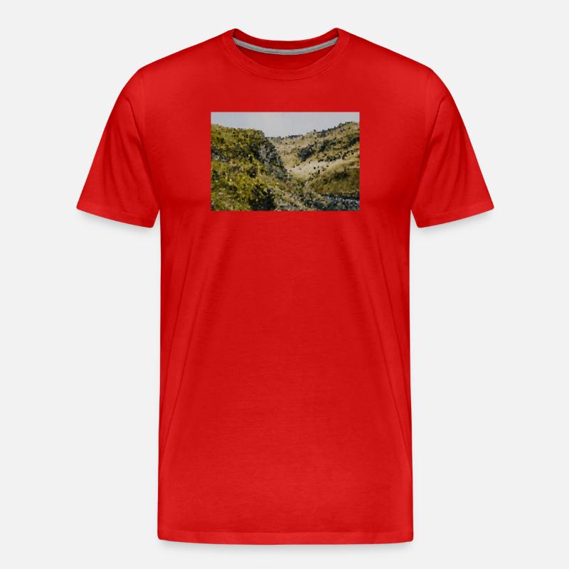 Hügelland Impression Kulisse - Männer Premium Bio T-Shirt - Rot