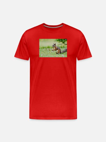 Squirrel Mosaic in the grass field - Men's Premium Organic T-Shirt - red