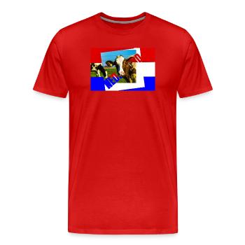 Collage de vaches aux couleurs primaires - T-shirt bio Premium Homme - rouge - Devant - Damien (186cm)