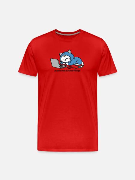 Cat in blue hoodie on laptop - Men's Premium Organic T-Shirt - red