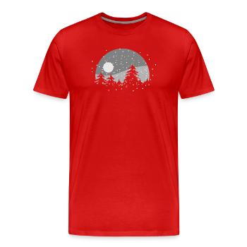Atmospheric winter landscape with snowfall - Men's Premium Organic T-Shirt - red - Front - Damien (186cm)